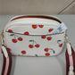 Coach CF420 Jamie Camera Bag With Heart Cherry Print Canvas Leather - Chalk Multi