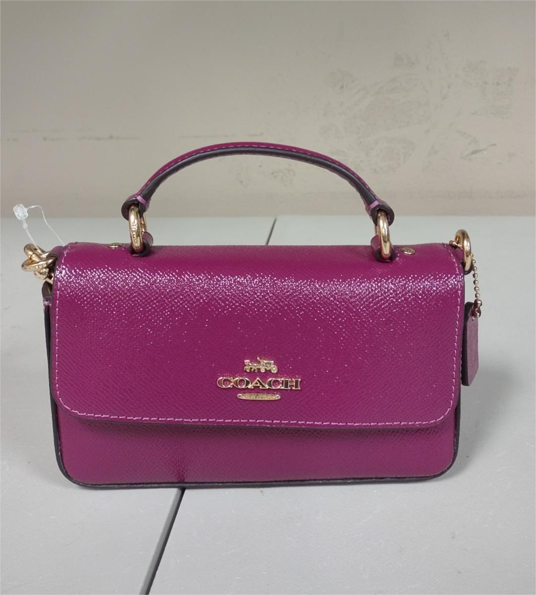 Coach CE630 Patent Leather Josie Top Handle Crossbody Bag - Dark Magenta