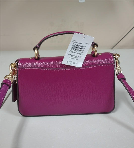 Coach CE630 Patent Leather Josie Top Handle Crossbody Bag - Dark Magenta