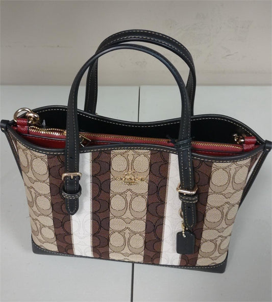 Coach C8416 In Signature Jacquard With Stripes Mollie Tote 25 - Khaki Black Multi