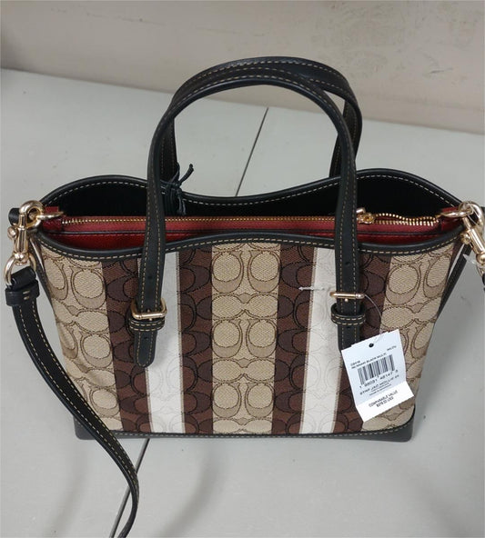 Coach C8416 In Signature Jacquard With Stripes Mollie Tote 25 - Khaki Black Multi