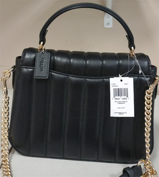 Coach C1558 Marlie Top Handle Satchel With Quilting Black Nappa Leather - Black