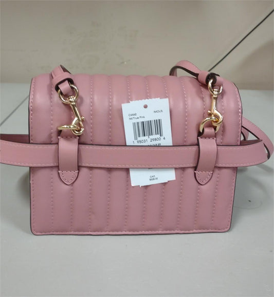 Coach C4462 Linear Quilting  Foldover Belt Bag Shoulder Bag - True Pink