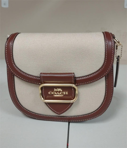 Coach CH183 Canvas and Leather Mix Morgan Saddle Bag - Natural Multi