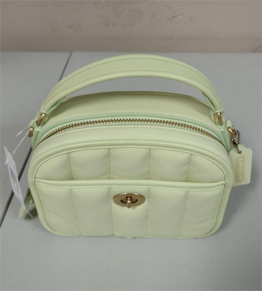 Coach C4678 Lunchbox Top Handle Leather Quilted Crossbody Bag - Pale Lime