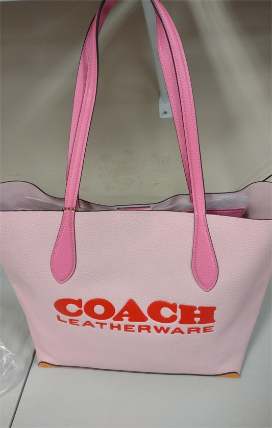 Coach CA097 Colorblock Pebble Leather Kia Tote - Carnation Multi