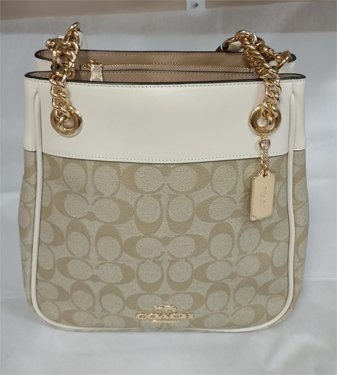 Coach C8152 Cammie Chain Bucket Bag In Signature Canvas Smooth Leather