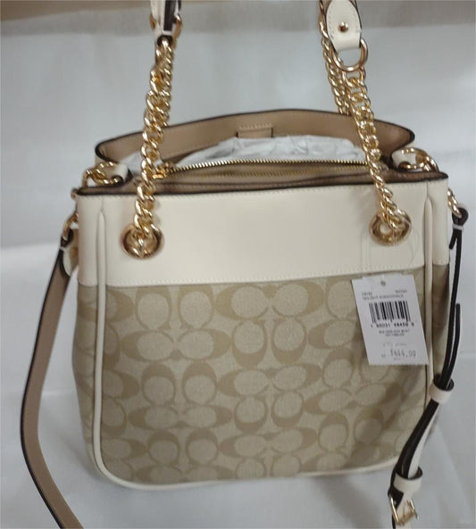 Coach C8152 Cammie Chain Bucket Bag In Signature Canvas Smooth Leather