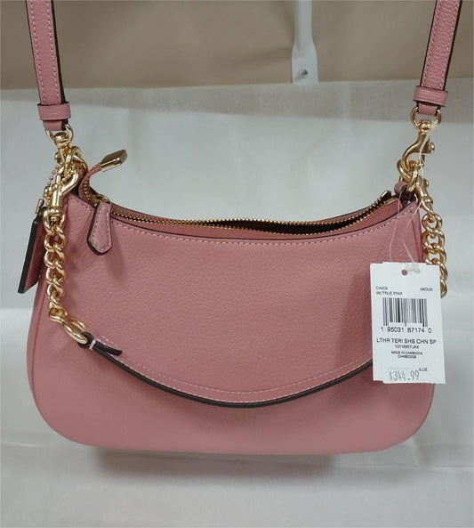 Coach CA209 Teri Shoulder Bag pebble leather - True Pink