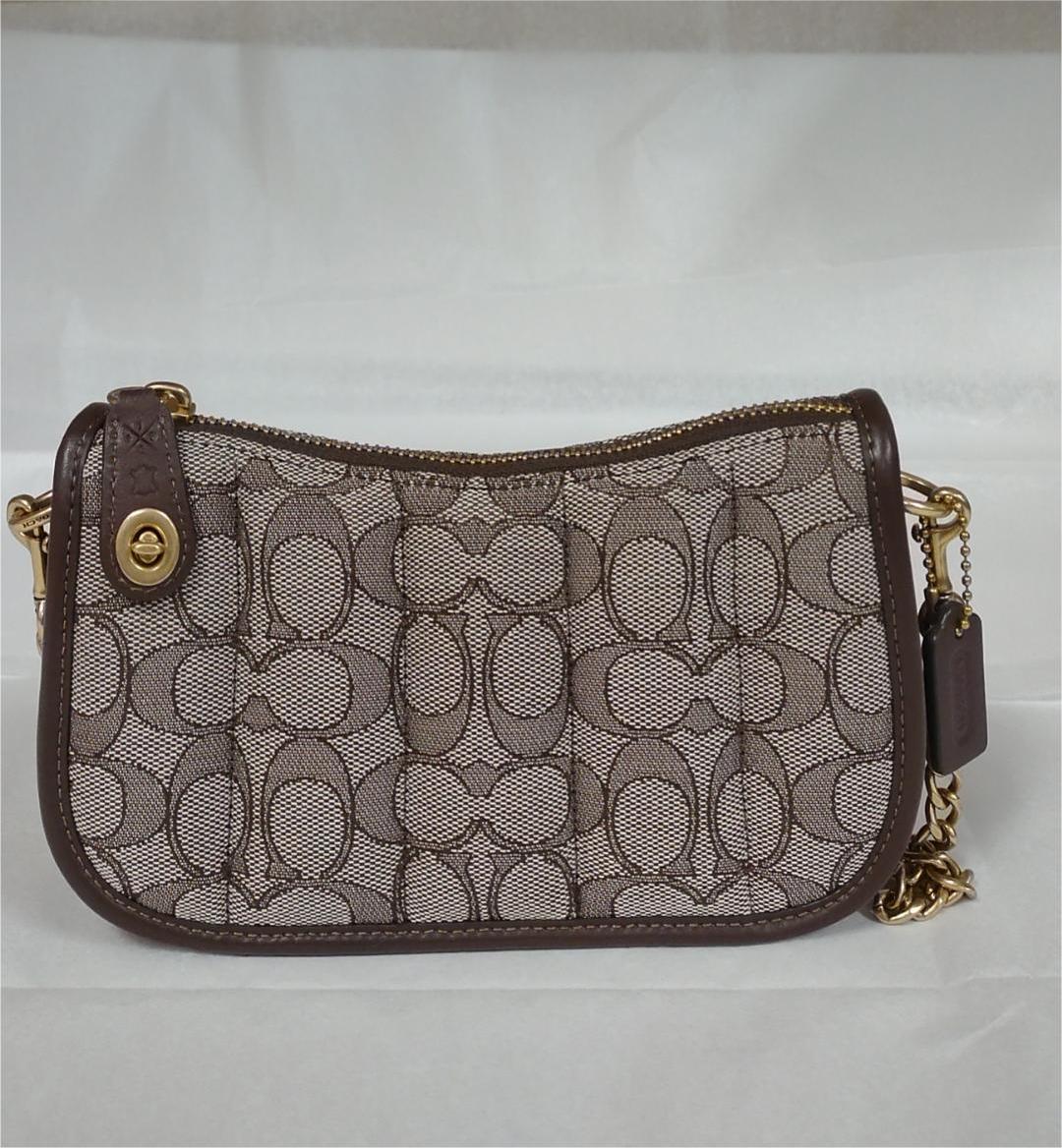 Coach C5418 Signature Jacquard Swinger 20 Mini Handbag Wristlet - Oak Maple