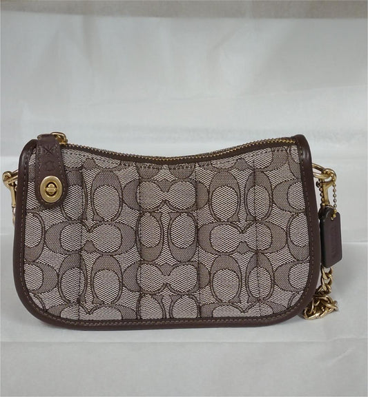 Coach C5418 Signature Jacquard Swinger 20 Mini Handbag Wristlet - Oak Maple