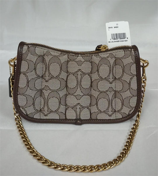 Coach C5418 Signature Jacquard Swinger 20 Mini Handbag Wristlet - Oak Maple