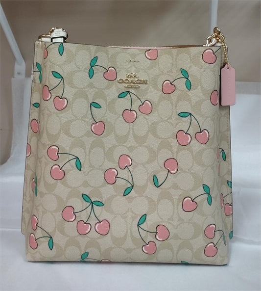 Coach CE611 Mollie Bucket Bag In Signature Canvas With Heart Cherry Print