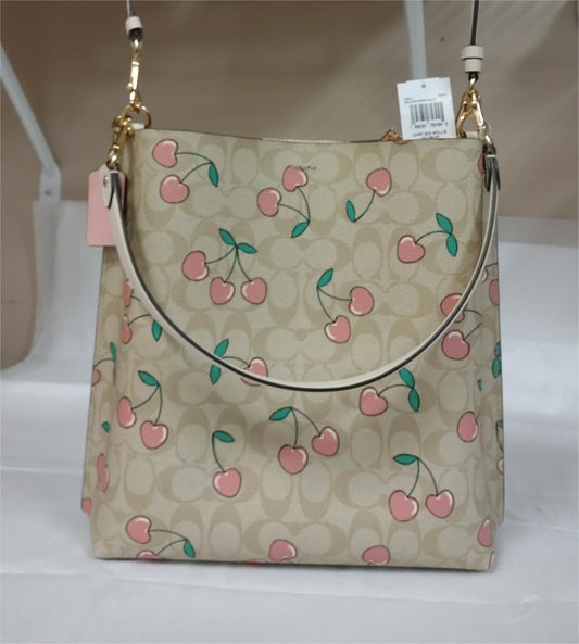 Coach CE611 Mollie Bucket Bag In Signature Canvas With Heart Cherry Print