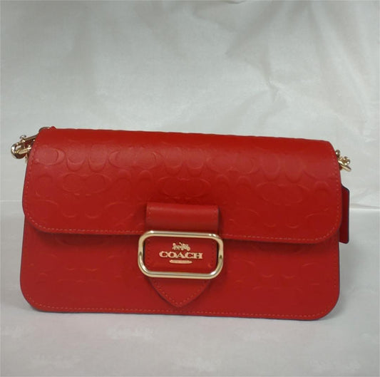 Coach CH318 Morgan Shoulder Bag In Signature Leather - Electric Red