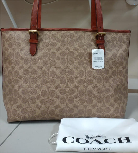 Coach CD279 Tayler Carryall In Signature Canvas Tote - Tan Rust Brown