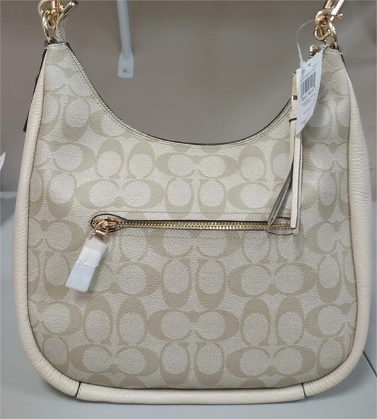 COACH C9191 Jules Hobo Pebble & Snake-Embossed Leather Bag-Light Khaki/Ivory Multi