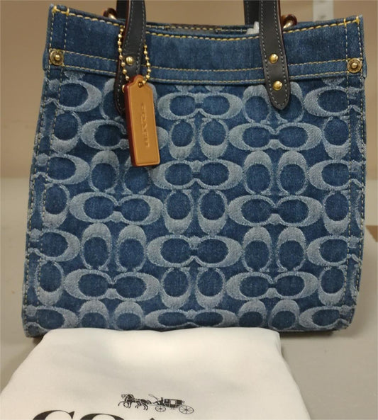 Coach CA580 Field Tote 22 In Signature Denim - Indigo Midnight Navy Multi