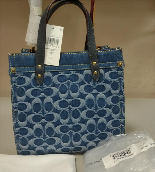 Coach CA580 Field Tote 22 In Signature Denim - Indigo Midnight Navy Multi