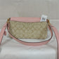 COACH CE621 Signature SNK EMB Morgan Shoulder Bag - LT Khaki/Powder Pink Multi