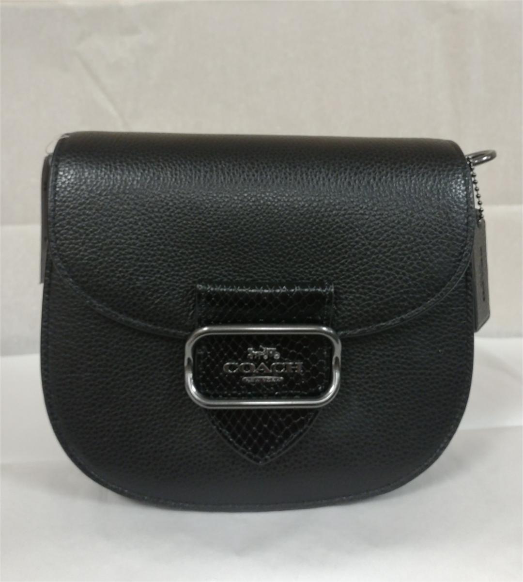 Coach CG470 Morgan Saddle Bag Pebble Leather & Snake Embossed Trim - Black Multi