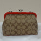 Coach CH512 Nora Kisslock Crossbody Signature Canvas/Leather-Khaki/Electric Red