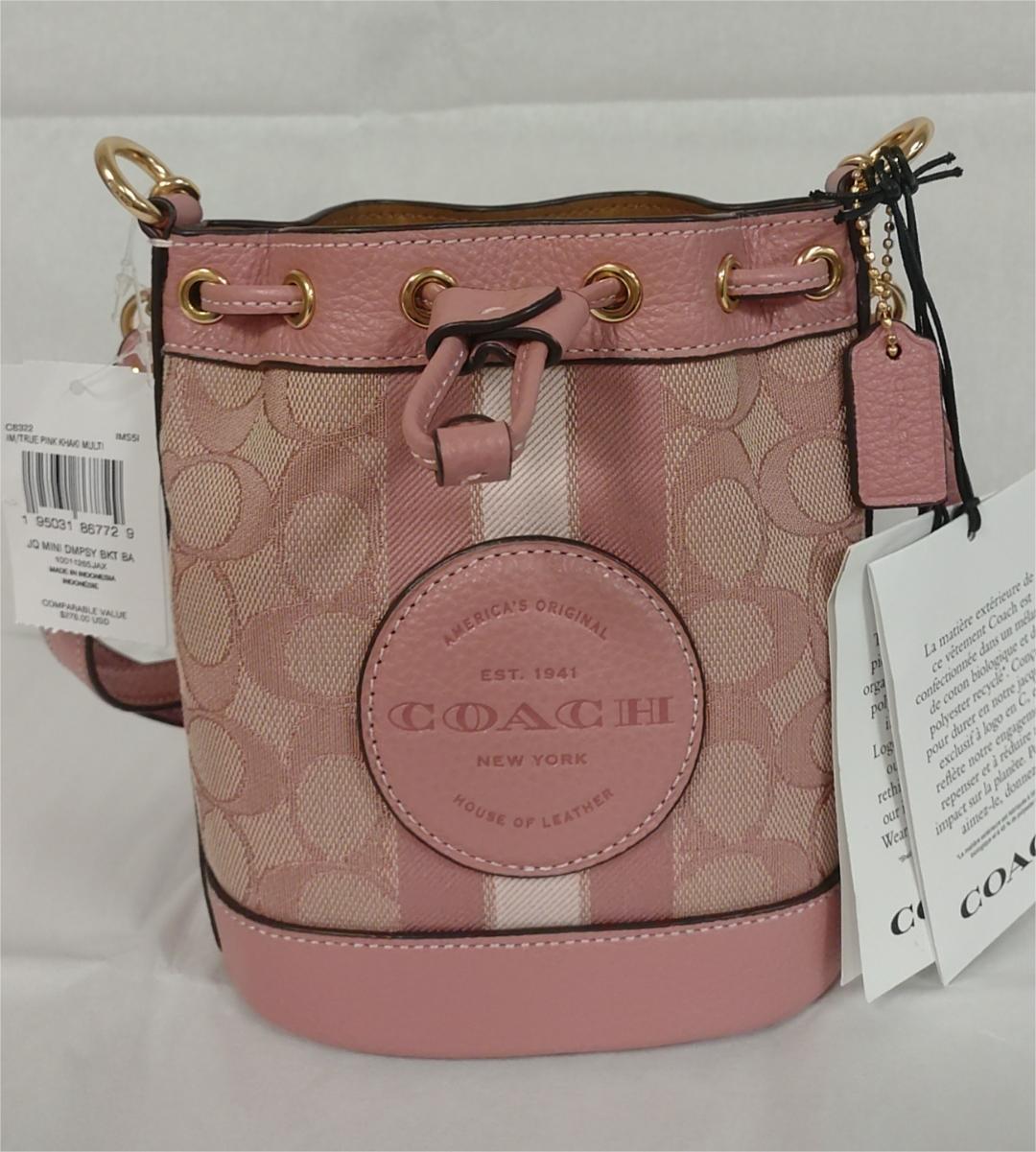 Coach C8322 Mini Dempsey Signature Jacquard with Stripe & Patch Bucket Bag-True Pink