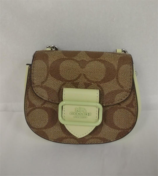 Coach CJ689 Morgan Card Case On A Chain In Signature Canvas - Khaki/Pale Lime