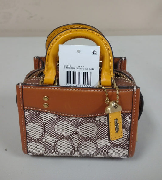 Coach CC515 Rogue 12 In Glovetanned Leather & Textile Jacquard mini-Brass Cocoa Burnished Amb