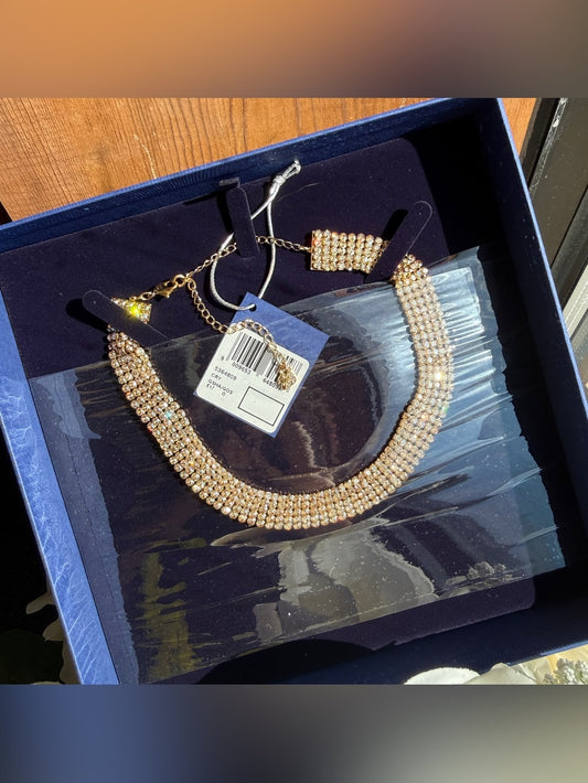 Swarovski gold necklace choker
