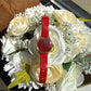 Swarovski red and gold watch detail