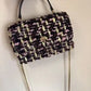 Tory Burch Kira black pink tweed chain wallet detail