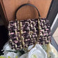 Tory Burch Kira black pink tweed chain wallet detail
