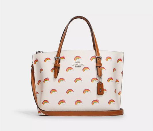 Coach CK373 Mollie Tote 25 With Rainbow Print  Crossbody Bag - Chalk Multi