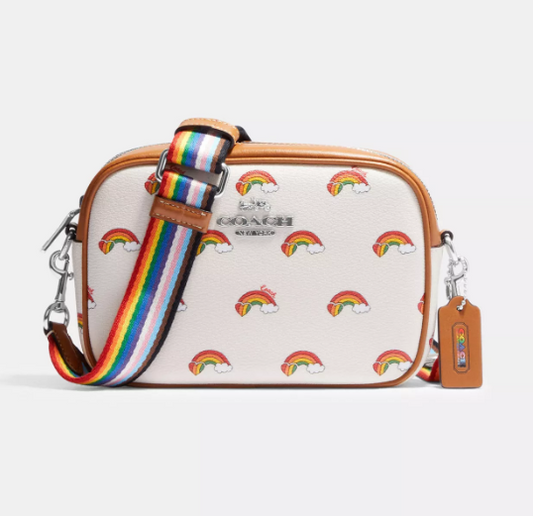 Coach CJ647 Mini Jamie Camera Bag Crossbody With Rainbow Print - Chalk Multi