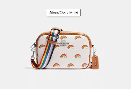 Coach CJ647 Mini Jamie Camera Bag Crossbody With Rainbow Print - Chalk Multi