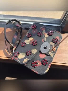 Coach F33618 floral jewel crossbody bag front view