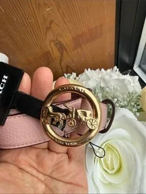Coach 78181 pink leather belt front view