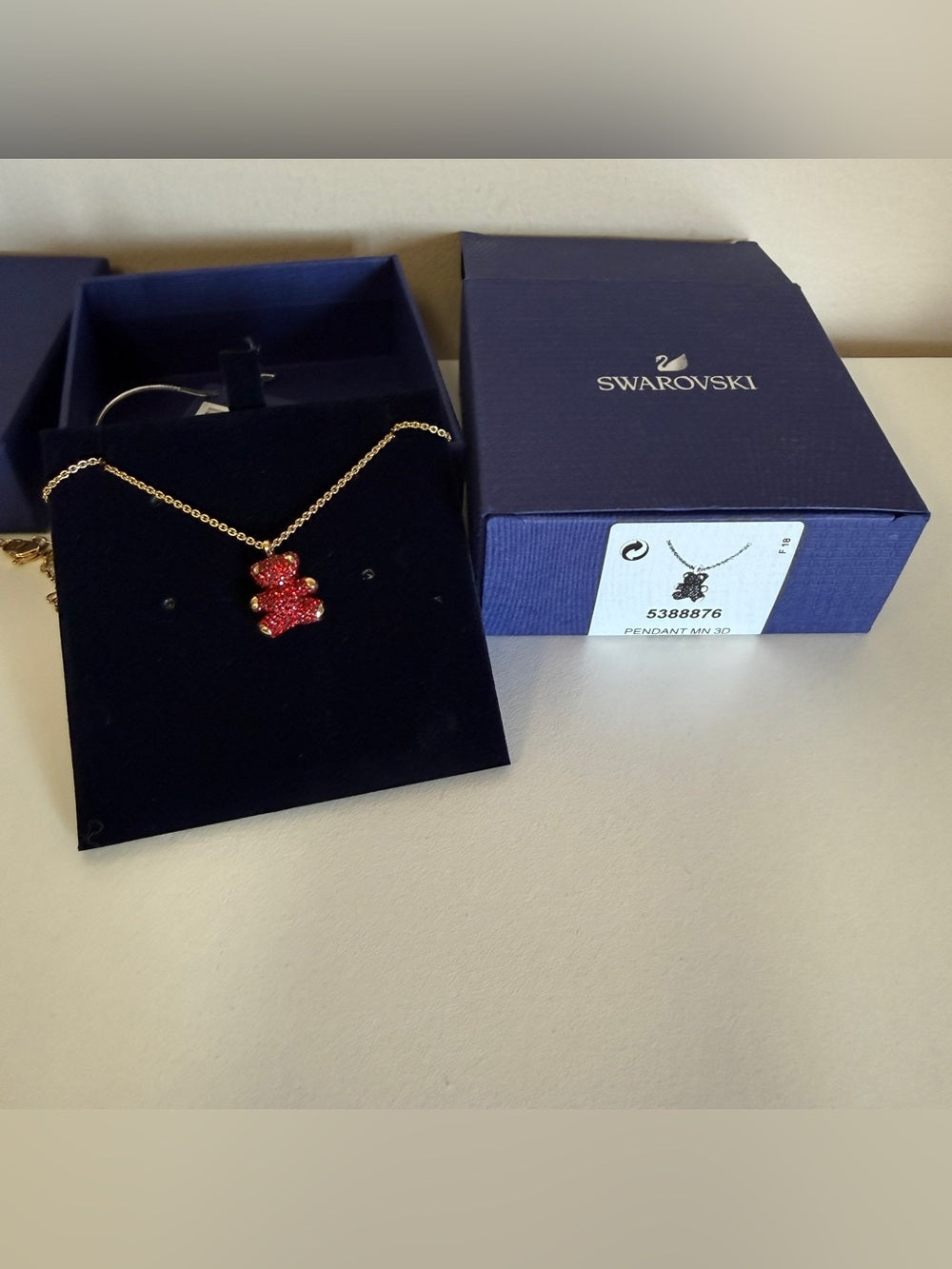 Swarovski Gold-Tone Chain Necklace with Red Teddy Bear Pendant - 5388876 - detail 3