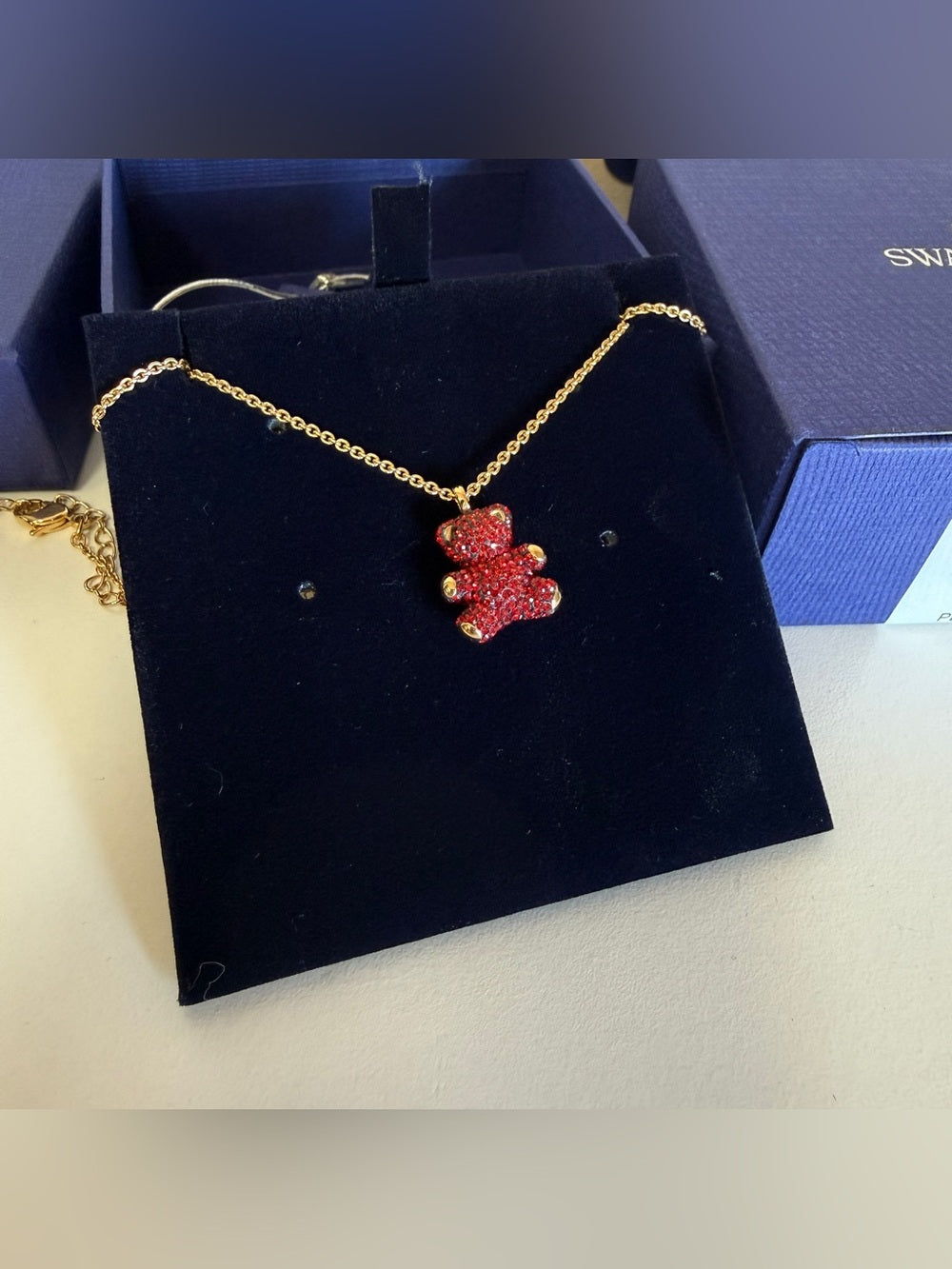 Swarovski Gold-Tone Chain Necklace with Red Teddy Bear Pendant - 5388876 - detail 4