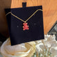 Swarovski Gold-Tone Chain Necklace with Red Teddy Bear Pendant - 5388876 - front view