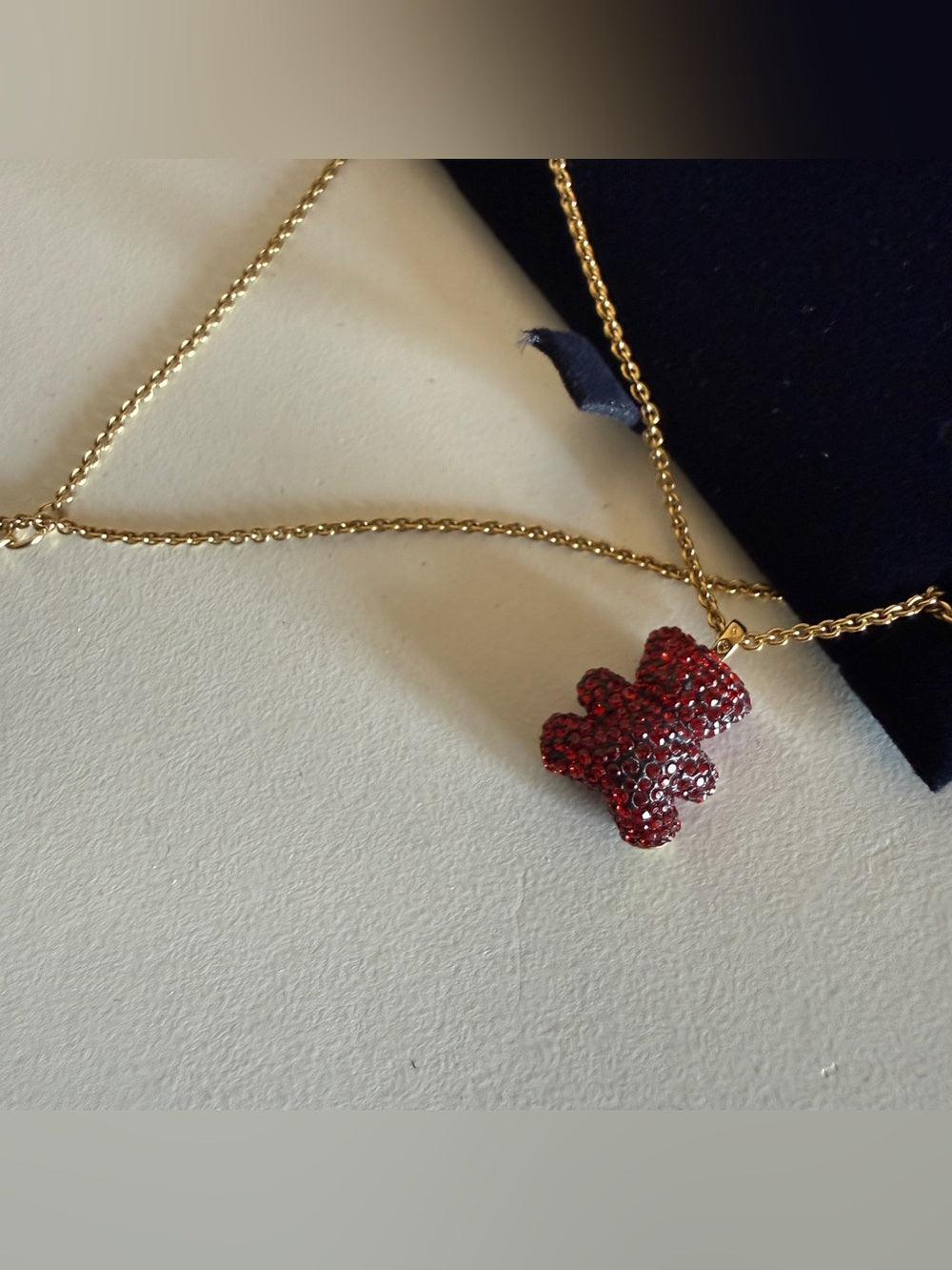 Swarovski Gold-Tone Chain Necklace with Red Teddy Bear Pendant - 5388876 - detail 8
