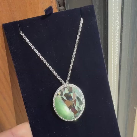 Swarovski green and silver crystal pendant necklace video