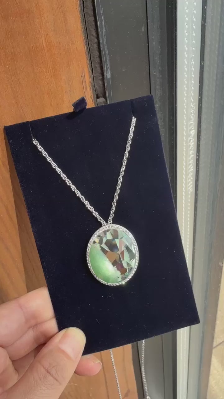 Swarovski green and silver crystal pendant necklace video
