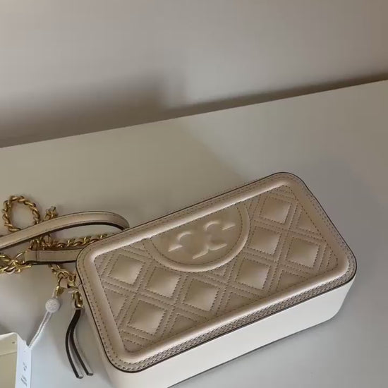 Tory Burch quilted cream leather chain crossbody product video