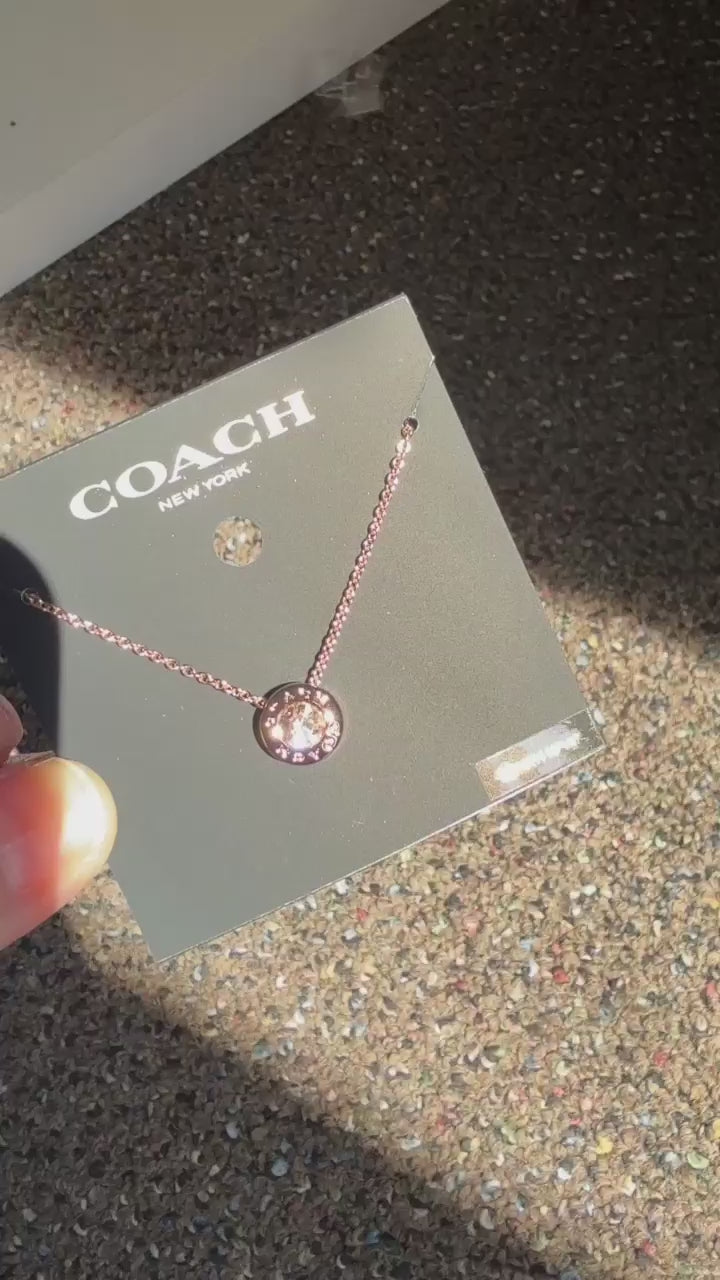 Coach 54514 rose gold disc pendant necklace product video