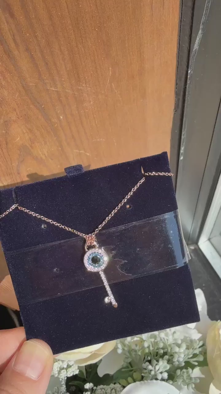 Swarovski rose gold key pendant necklace product video