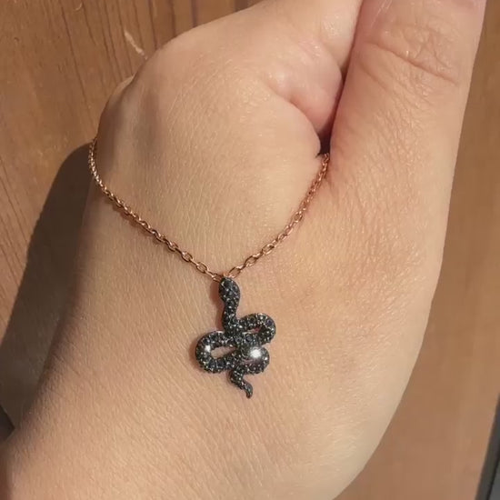 Swarovski Leslie black crystal snake pendant necklace video