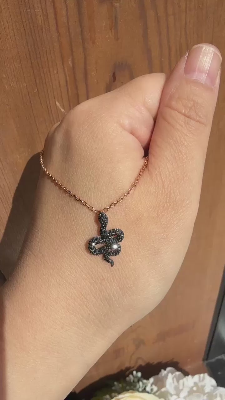 Swarovski Leslie black crystal snake pendant necklace video