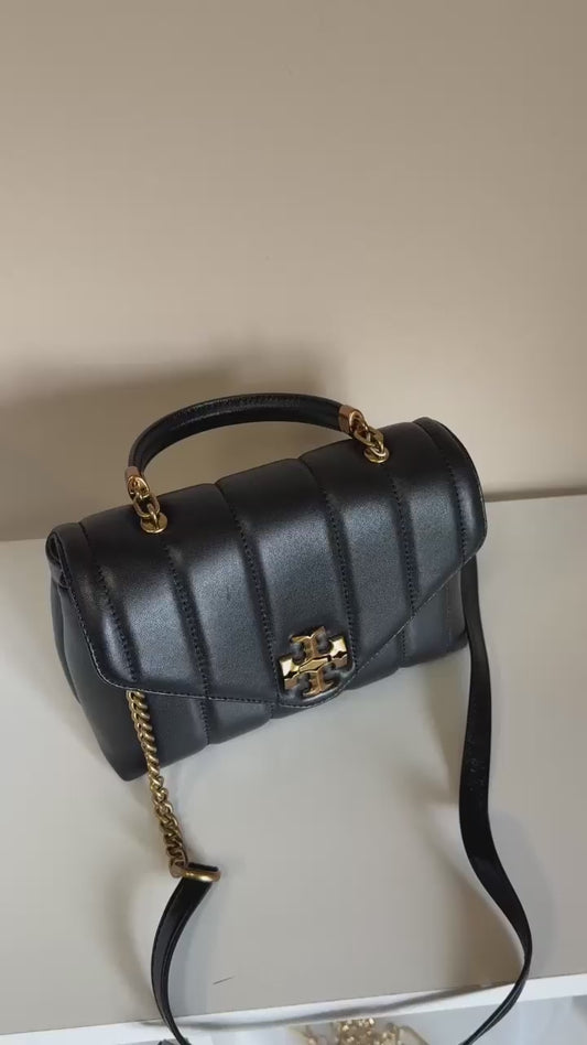 Tory Burch Kira 83943 black quilted satchel product video